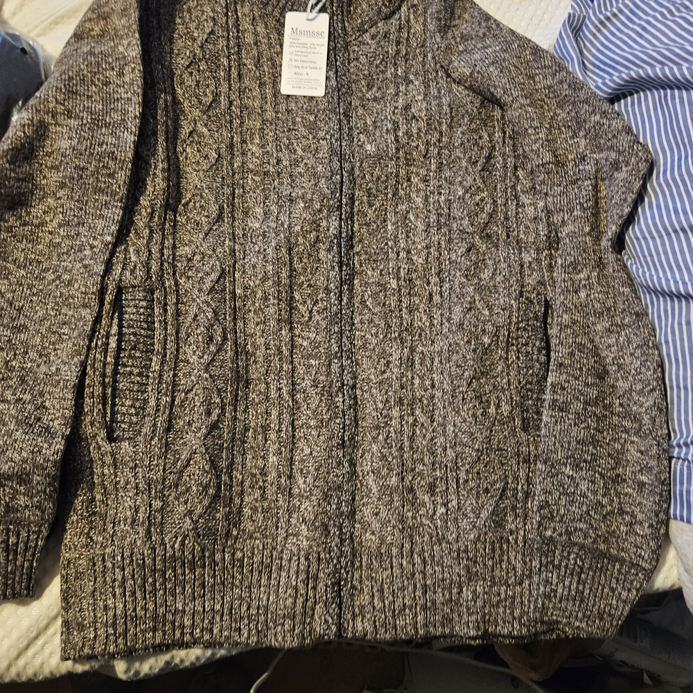 Merona Men's Gray Zip-Up Cable Knit Sweater